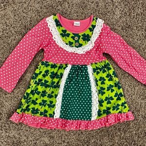 NWOT Shamrock St. Patricks Day Polkadot Twirly Dress sz 6/7